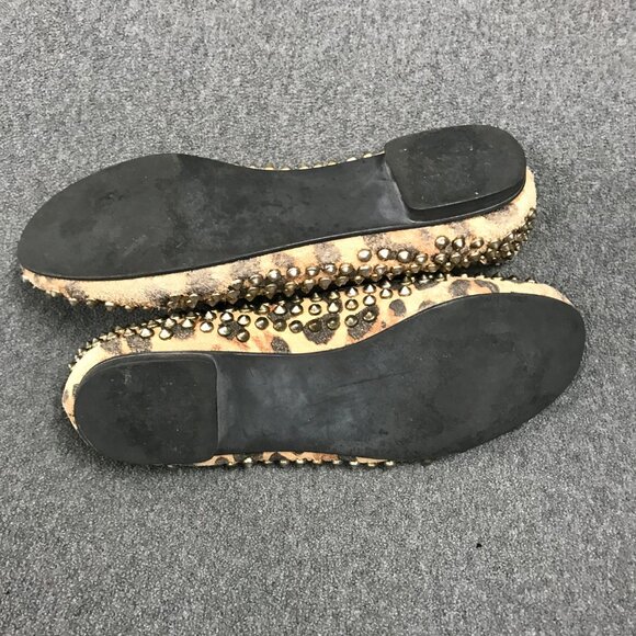 STEVE MADDEN Studly Flats Leather Gold Studs Animal Print Loafer Women's Size 8 - Picture 7 of 7